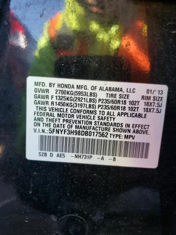 Photo 10 from auction – 2013 HONDA PILOT TOUR with VIN 5FNYF3H98DB017562