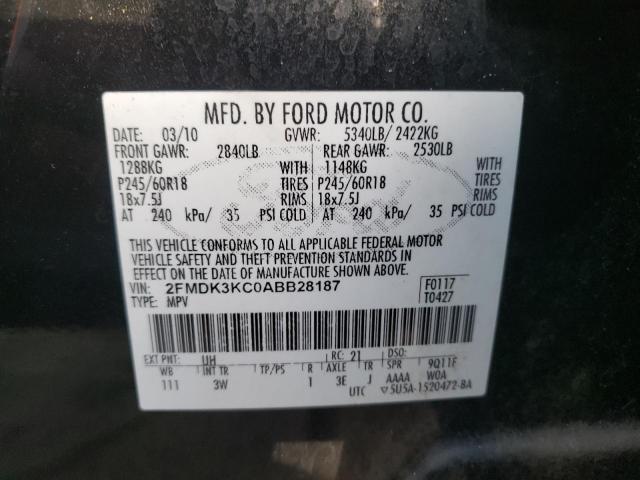Photo 10 from auction – 2010 FORD EDGE LIMIT with VIN 2FMDK3KC0ABB28187