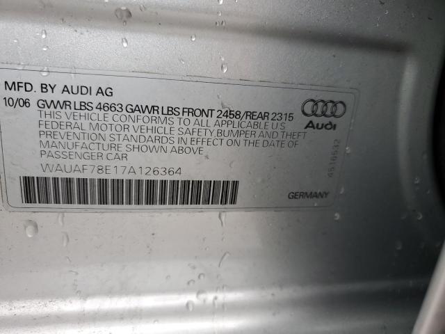 Photo 10 from auction – 2007 AUDI A4 2 with VIN WAUAF78E17A126364