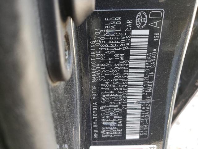 Photo 10 from auction – 2005 TOYOTA COROLLA MA with VIN 2T1KR32E45C330049