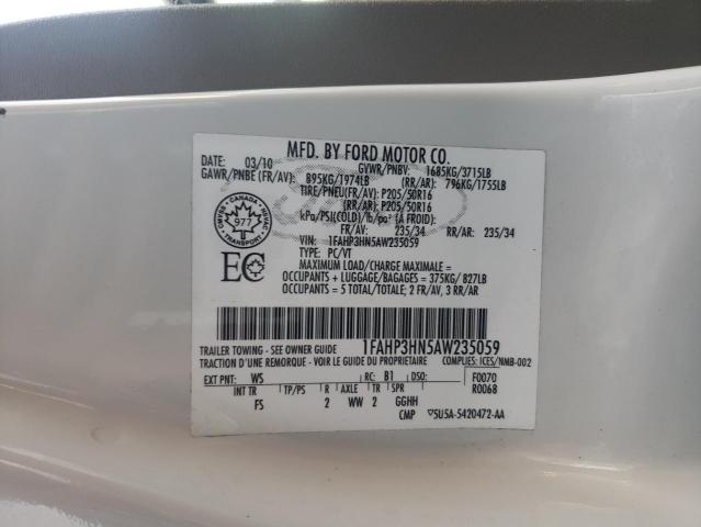 Photo 10 from auction – 2010 FORD FOCUS SEL with VIN 1FAHP3HN5AW235059