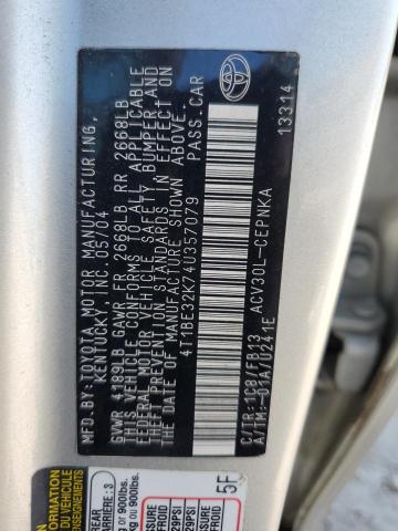 Photo 10 from auction – 2004 TOYOTA CAMRY LE with VIN 4T1BE32K74U357079