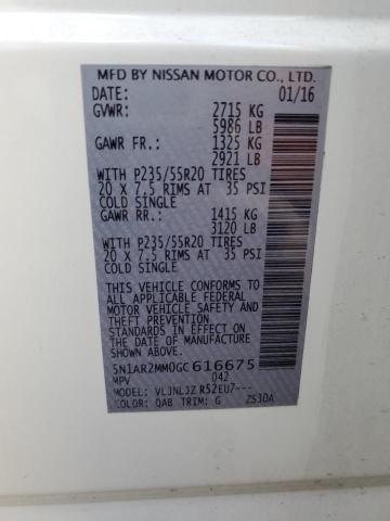 Photo 10 from auction – 2016 NISSAN PATHFINDER with VIN 5N1AR2MM0GC616675