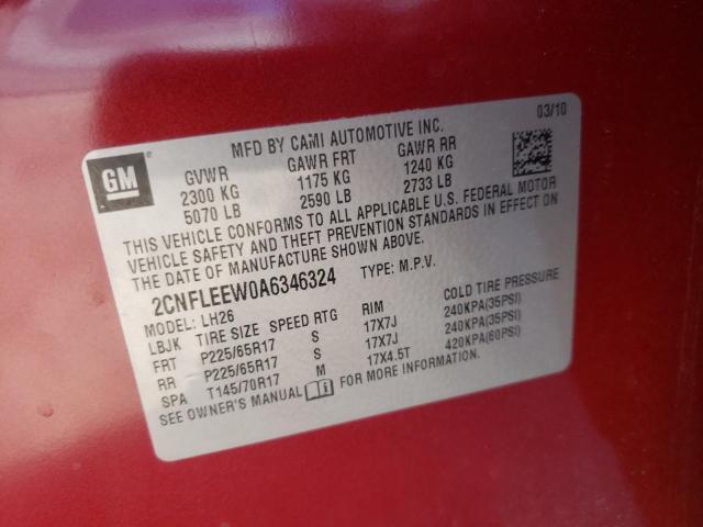 Photo 10 from auction – 2010 CHEVROLET EQUINOX LT with VIN 2CNFLEEW0A6346324