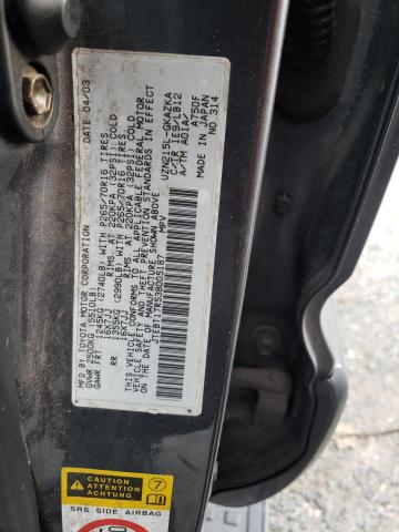 Photo 10 from auction – 2003 TOYOTA 4RUNNER LI with VIN JTEBT17R538005187