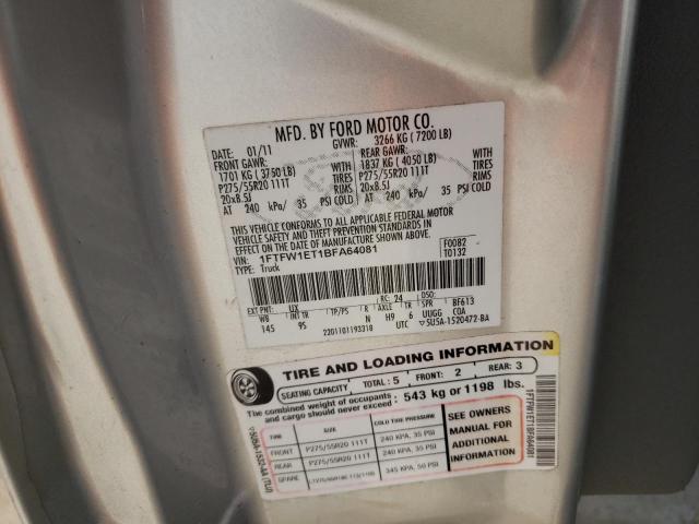 Photo 10 from auction – 2011 FORD F150 SUPER with VIN 1FTFW1ET1BFA64081