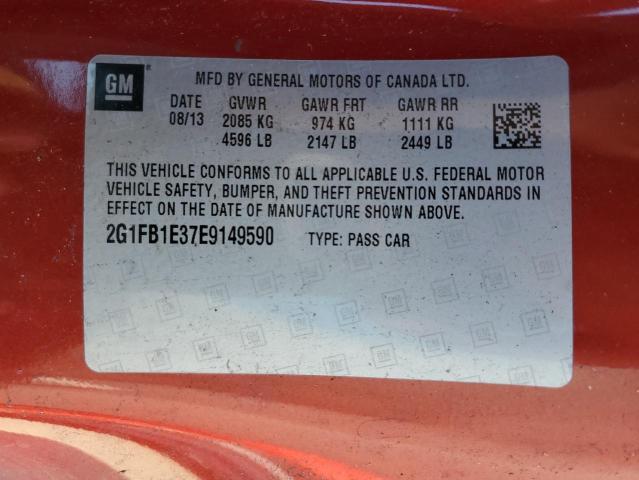 Photo 10 from auction – 2014 CHEVROLET CAMARO LT with VIN 2G1FB1E37E9149590