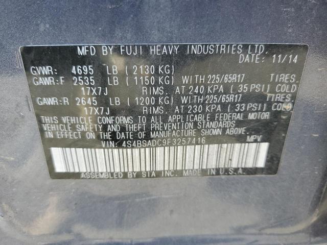 Photo 10 from auction – 2015 SUBARU OUTBACK 2. with VIN 4S4BSADC9F3257416