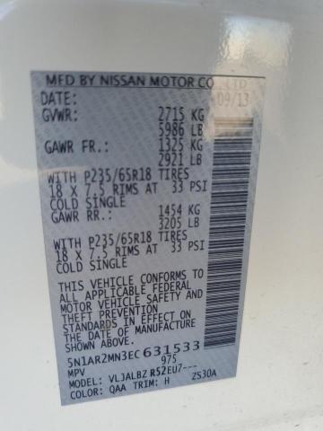 Photo 10 from auction – 2014 NISSAN PATHFINDER with VIN 5N1AR2MN3EC631533