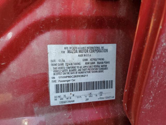 Photo 10 from auction – 2006 MAZDA MAZDA6 with VIN 1YVHP80C265M38211