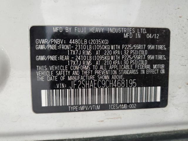 Photo 10 from auction – 2012 SUBARU FORESTER L with VIN JF2SHAEC9CH468195