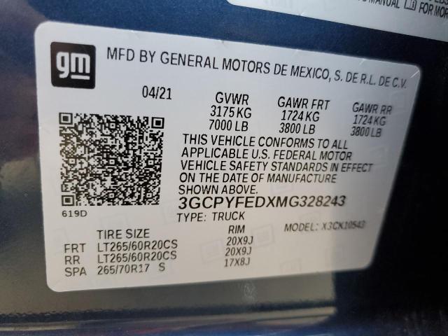 Photo 10 from auction – 2021 CHEVROLET SILVERADO with VIN 3GCPYFEDXMG328243