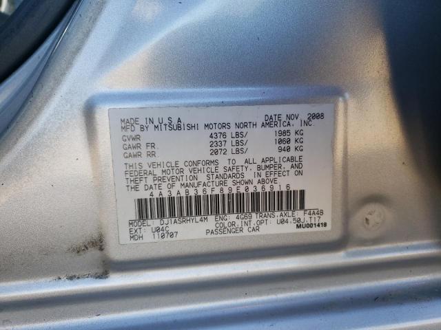 Photo 10 from auction – 2009 MITSUBISHI GALANT ES with VIN 4A3AB36F89E036916
