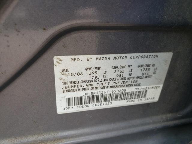 Photo 10 from auction – 2007 MAZDA 3 S with VIN JM1BK323671650208
