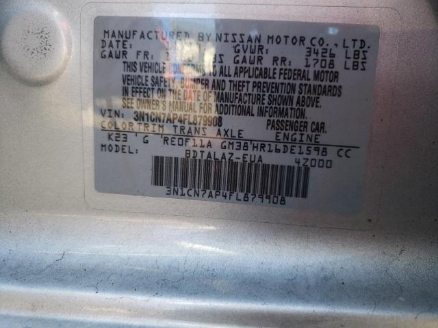 Photo 10 from auction – 2015 NISSAN VERSA S with VIN 3N1CN7AP4FL879908