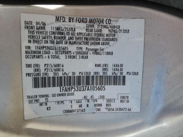 Photo 10 from auction – 2007 FORD TAURUS SE with VIN 1FAHP53U37A105605