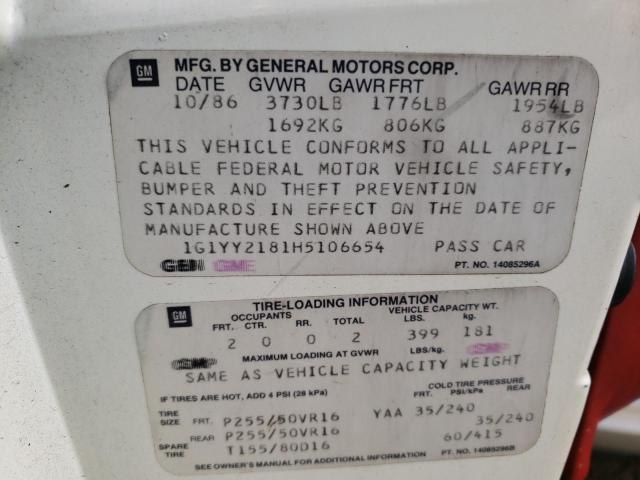 Photo 10 from auction – 1987 CHEVROLET CORVETTE with VIN 1G1YY2181H5106654