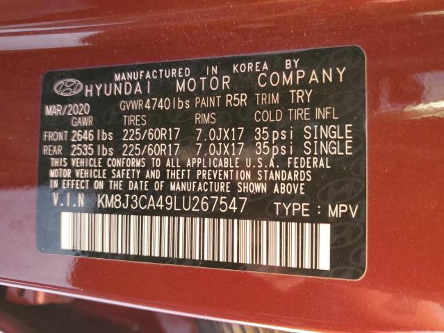 Photo 10 from auction – 2020 HYUNDAI TUCSON LIM with VIN KM8J3CA49LU267547