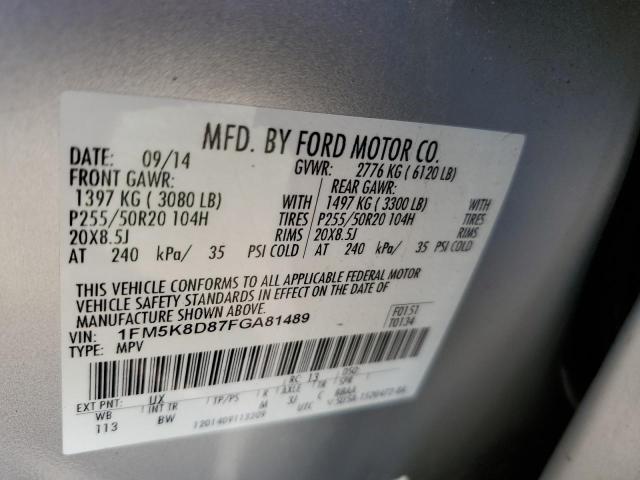 Photo 10 from auction – 2015 FORD EXPLORER X with VIN 1FM5K8D87FGA81489