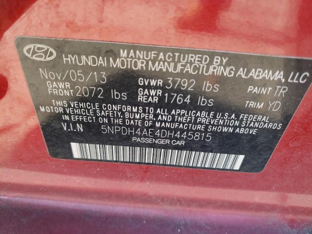 Photo 10 from auction – 2013 HYUNDAI ELANTRA GL with VIN 5NPDH4AE4DH445815