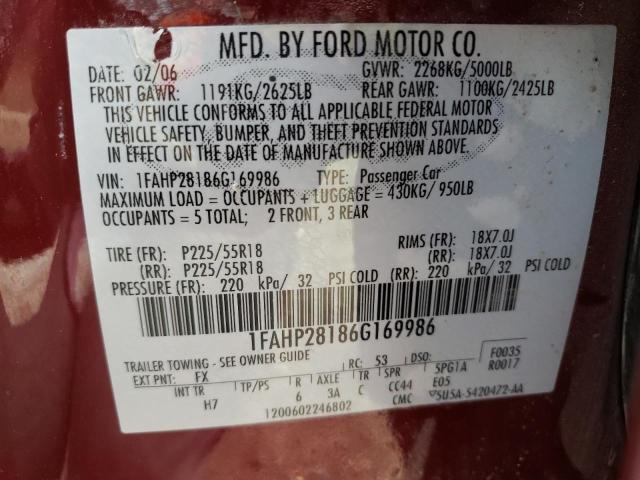 Photo 10 from auction – 2006 FORD FIVE HUNDR with VIN 1FAHP28186G169986