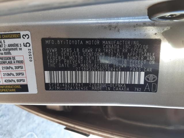 Photo 10 from auction – 2006 TOYOTA COROLLA CE with VIN 2T1BR32E56C708445
