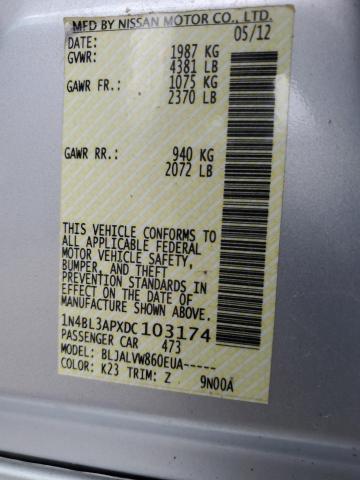 Photo 10 from auction – 2013 NISSAN ALTIMA 3.5 with VIN 1N4BL3APXDC103174