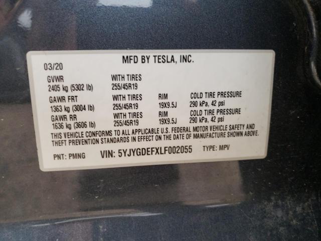 Photo 10 from auction – 2020 TESLA MODEL Y with VIN 5YJYGDEFXLF002055