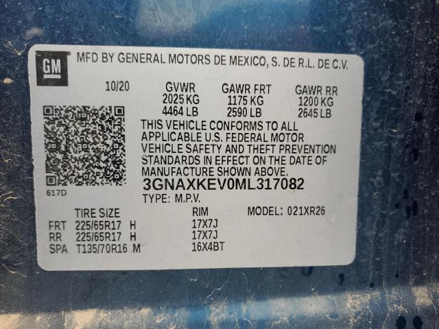 Photo 10 from auction – 2021 CHEVROLET EQUINOX LT with VIN 3GNAXKEV0ML317082
