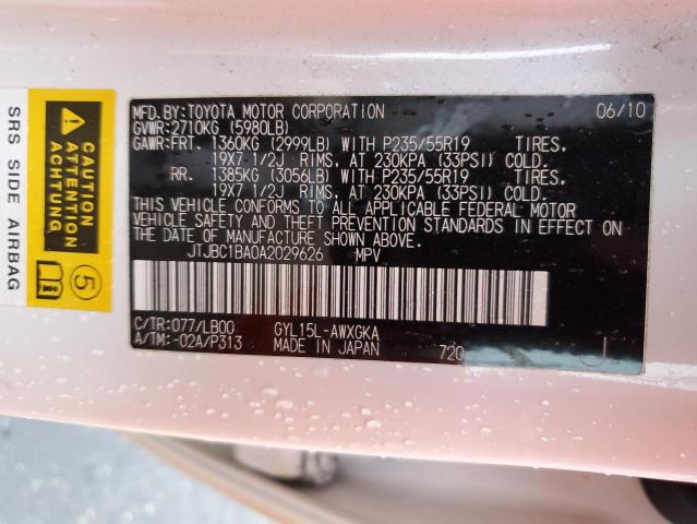Photo 10 from auction – 2010 LEXUS RX 450 with VIN JTJBC1BA0A2029626