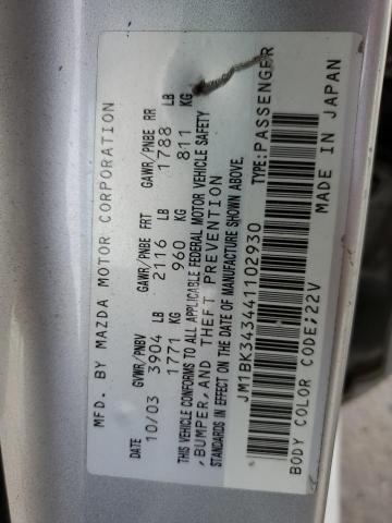 Photo 10 from auction – 2004 MAZDA 3 with VIN JM1BK343441102930