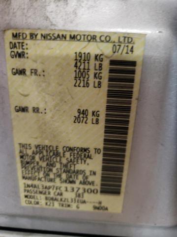 Photo 10 from auction – 2015 NISSAN ALTIMA 2.5 with VIN 1N4AL3AP7FC137300