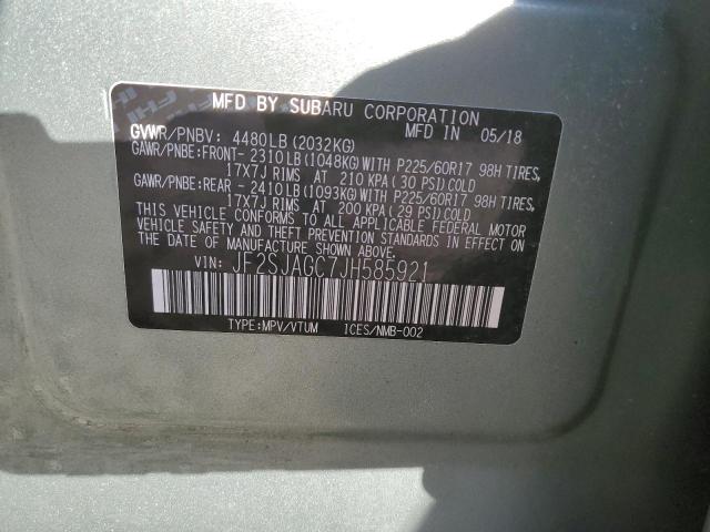 Photo 10 from auction – 2018 SUBARU FORESTER 2 with VIN JF2SJAGC7JH585921