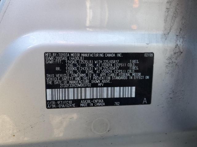 Photo 10 from auction – 2009 TOYOTA RAV4 with VIN 2T3ZF33V29W003702
