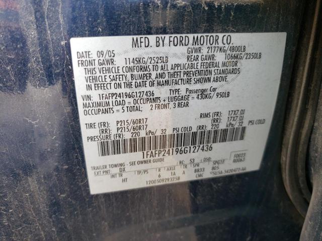 Photo 10 from auction – 2006 FORD 500 with VIN 1FAFP24196G127436