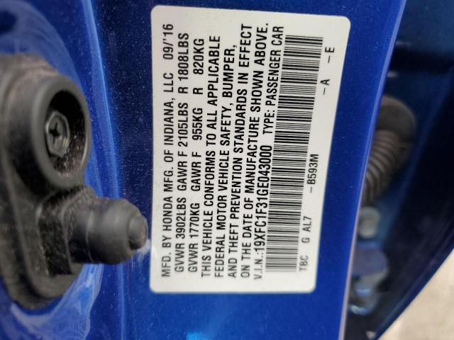 Photo 10 from auction – 2016 HONDA CIVIC EX with VIN 19XFC1F31GE043000