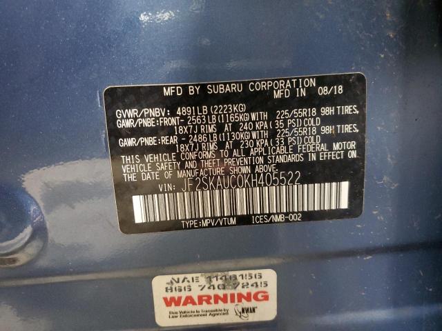Photo 10 from auction – 2019 SUBARU FORESTER L with VIN JF2SKAUC0KH405522