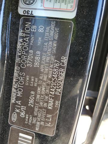 Photo 10 from auction – 2012 KIA FORTE LX with VIN KNAFT4A21C5468767