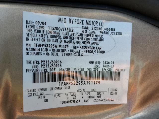 Photo 10 from auction – 2005 FORD TAURUS SE with VIN 1FAFP53295A191179