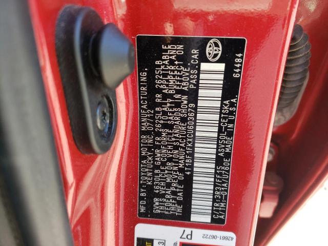 Photo 10 from auction – 2012 TOYOTA CAMRY BASE with VIN 4T1BF1FKXCU603679