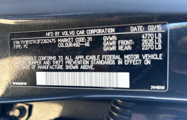 Photo 10 from auction – 2015 VOLVO S60 PREMIE with VIN YV1612TK3F2362475