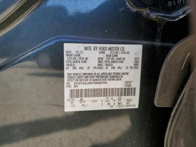 Photo 10 from auction – 2015 FORD EDGE SEL with VIN 2FMTK4J90FBB40709