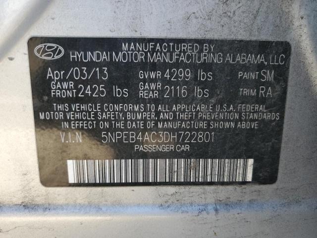 Photo 10 from auction – 2013 HYUNDAI SONATA GL with VIN 5NPEB4AC3DH722801