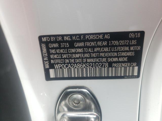 Photo 10 from auction – 2019 PORSCHE BOXSTER BA with VIN WP0CA2A86KS210278