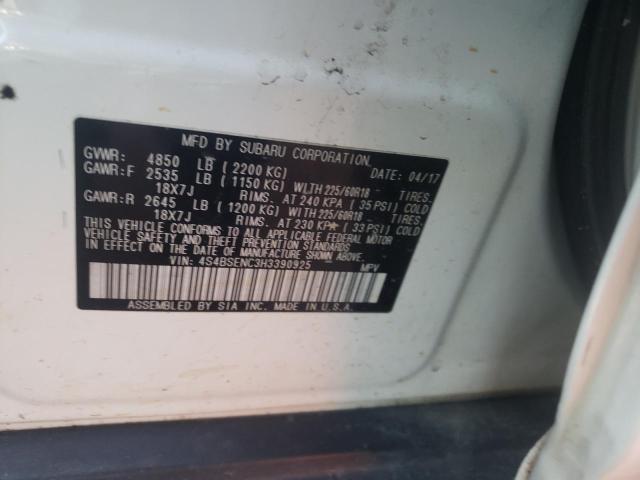 Photo 10 from auction – 2017 SUBARU OUTBACK 3. with VIN 4S4BSENC3H3390925
