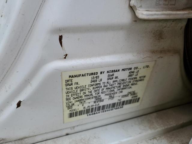 Photo 10 from auction – 2004 NISSAN MAXIMA SE with VIN 1N4BA41E94C878639