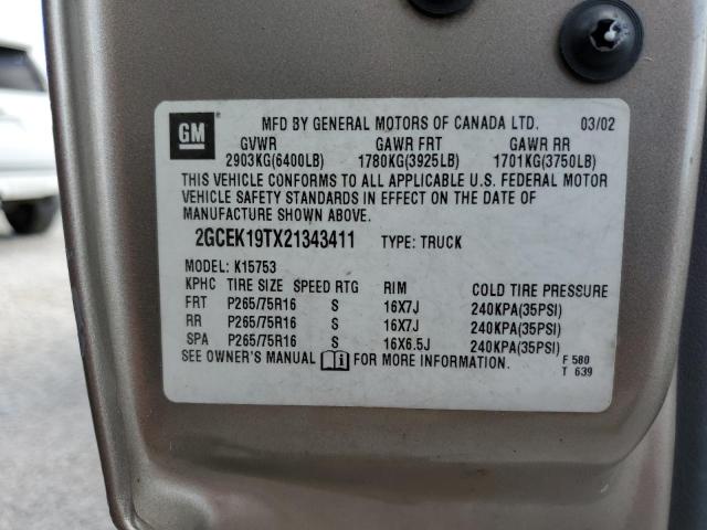 Photo 10 from auction – 2002 CHEVROLET SILVERADO with VIN 2GCEK19TX21343411