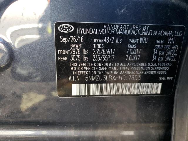 Photo 10 from auction – 2017 HYUNDAI SANTA FE S with VIN 5NMZU3LBXHH017653