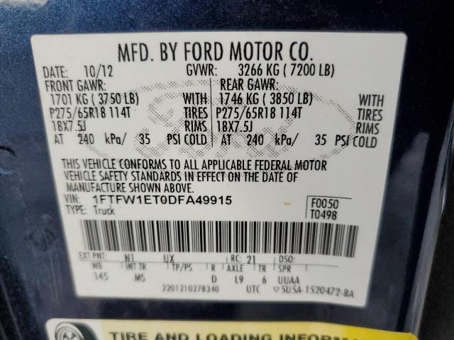 Photo 10 from auction – 2013 FORD F150 SUPER with VIN 1FTFW1ET0DFA49915