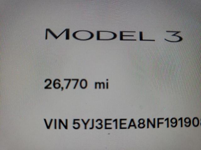 Photo 8 from auction – 2022 TESLA MODEL 3 with VIN 5YJ3E1EA8NF191908